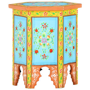 vidaXL H&aring;ndmalt sidebord flerfarget 38x33x42 cm heltre mango