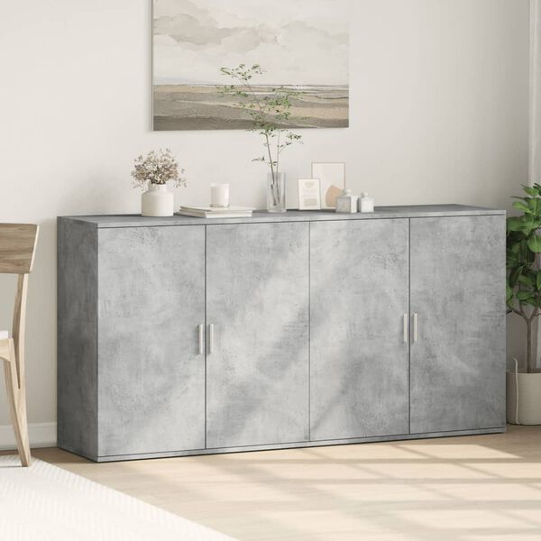 vidaXL Skjenker 2 stk betonggr&aring; 79x38x80 cm konstruert tre
