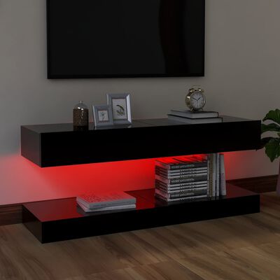 vidaXL TV-benk med LED-lys 2 stk svart 60x35 cm