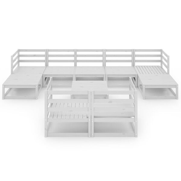 vidaXL Hagesofagruppe 10 deler hvit heltre furu