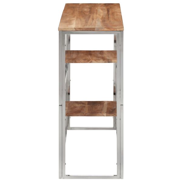 vidaXL Konsollbord s&oslash;lv rustfritt st&aring;l og heltre akasie