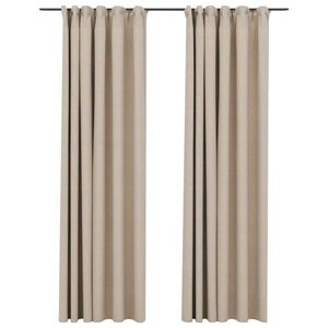 vidaXL Lystette gardiner kroker og lin-design 2 stk beige 140x225 cm
