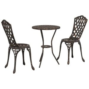 vidaXL Hage Bistro Sett 3 stk. Bronse Aluminium