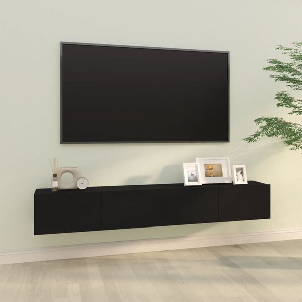 vidaXL Vegghengte TV-benker 2 stk svart 100x30x30 cm konstruert tre
