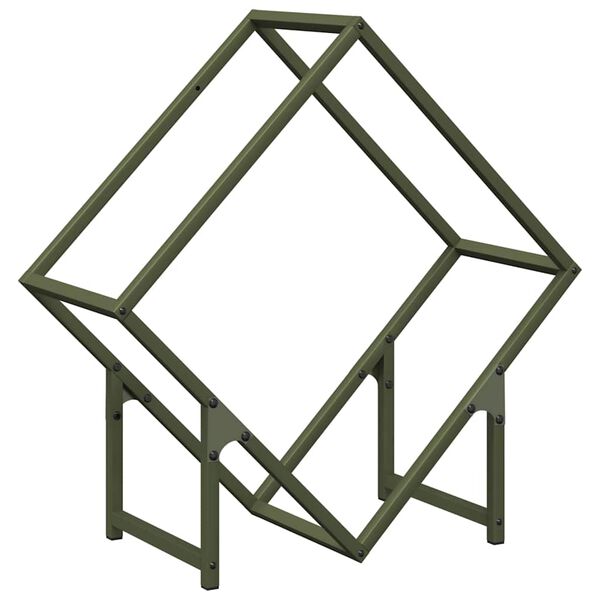 vidaXL Vedstativ olivengr&oslash;nn 60x25x60 cm kaldvalset st&aring;l