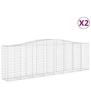 vidaXL Gabionkurver buede 2 stk 400x50x120/140 cm galvanisert jern