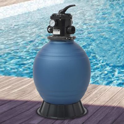 vidaXL Sandfilter for basseng med ventil i 6 stillinger blå 460 mm