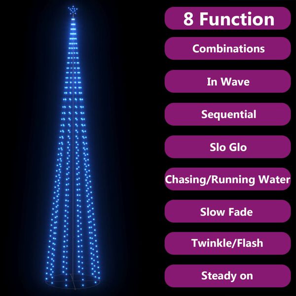 vidaXL Juletre kjegle 752 blå lysdioder 160x500 cm