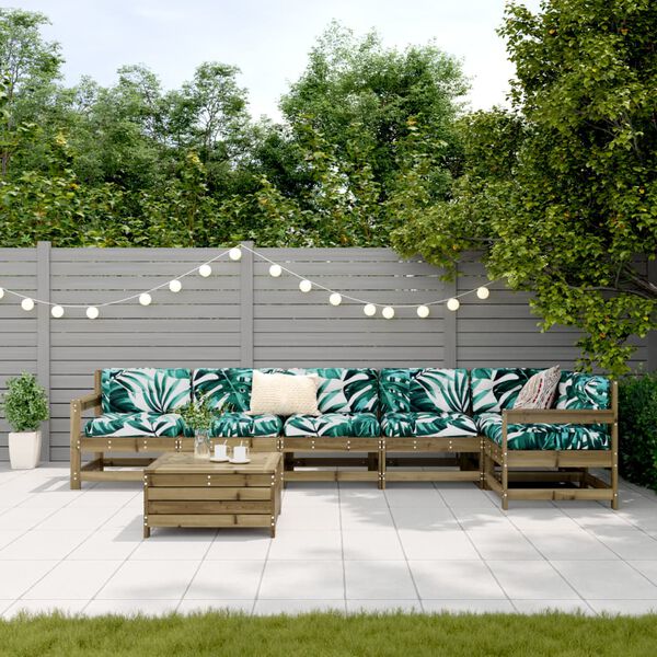 vidaXL Hagesofasett 7 deler impregnert furu