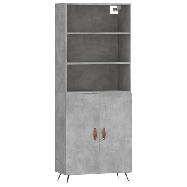 vidaXL Highboard betonggr&aring; 69,5x34x180 cm konstruert tre