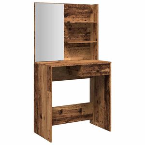 vidaXL Sminkebord med speil gammelt tre 74,5x40x141 cm