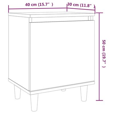 vidaXL Nattbord med ben i heltre grå sonoma eik 40x30x50 cm