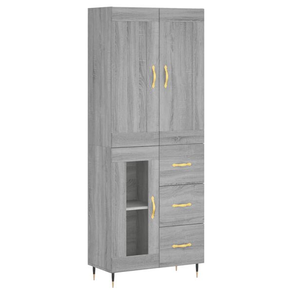 vidaXL Highboard gr&aring; sonoma 69,5x34x180 cm konstruert tre