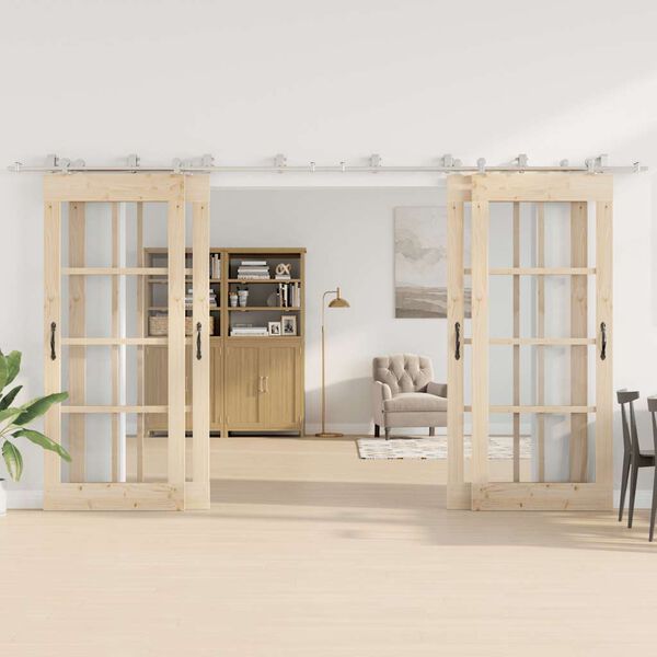 vidaXL Utstyrssett for skyvedør 400 cm rustfritt stål sølv