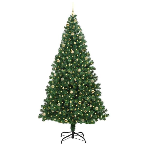 vidaXL Kunstig juletre med 300 LED gr&oslash;nn 240 cm PVC og St&aring;l og Plast