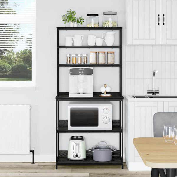 vidaXL Kj&oslash;kkenskap Svart Eik 80 x 40 x 168 cm Konstruert tre