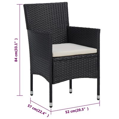vidaXL Utendørs spisestoler 2 stk svart polyrotting