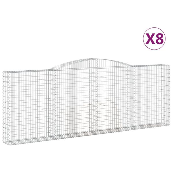 vidaXL Gabionkurver buede 8 stk 400x30x140/160 cm galvanisert jern