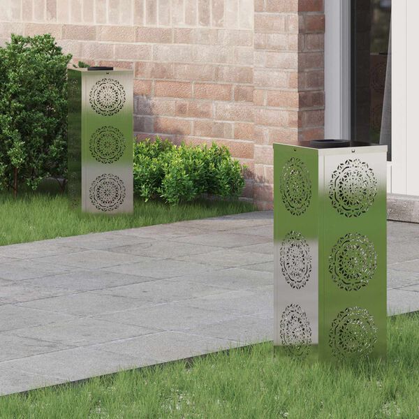 vidaXL Solenergi LED stibelys 2 pcs Rustfritt St&aring;l Rustfritt St&aring;l