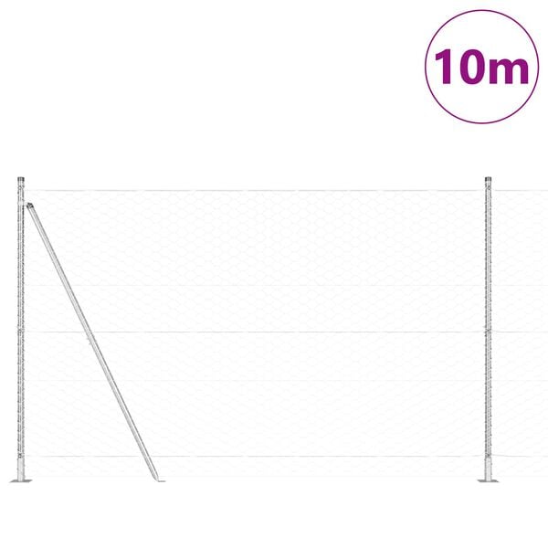vidaXL Gjerdep&aring;le s&oslash;lv 10 x 1,5 m (50 mm maske) St&aring;l