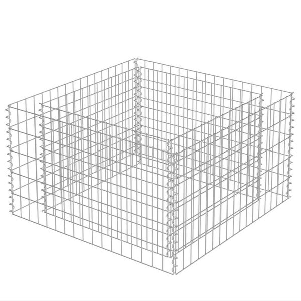 vidaXL Gabion h&oslash;ybed galvanisert st&aring;l 90x90x50 cm