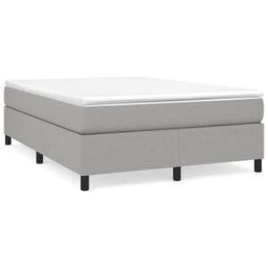 vidaXL Boxspring-sengeramme lysegr&aring; 135x190 cm Double stoff