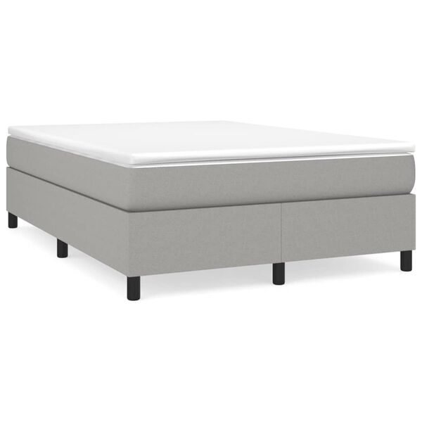 vidaXL Boxspring-sengeramme lysegr&aring; 135x190 cm Double stoff