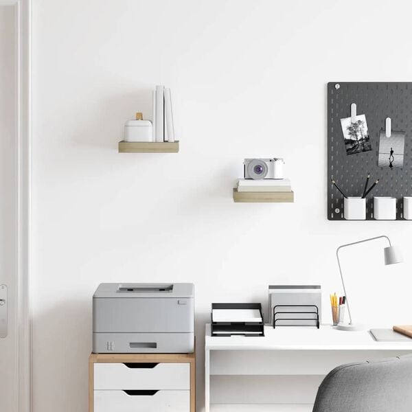 vidaXL Flytende vegghyller 2 stk eik 23x23,5x3,8 cm MDF