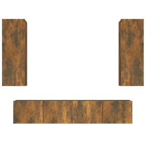 vidaXL TV-skapsett 4 deler r&oslash;kt eik konstruert tre