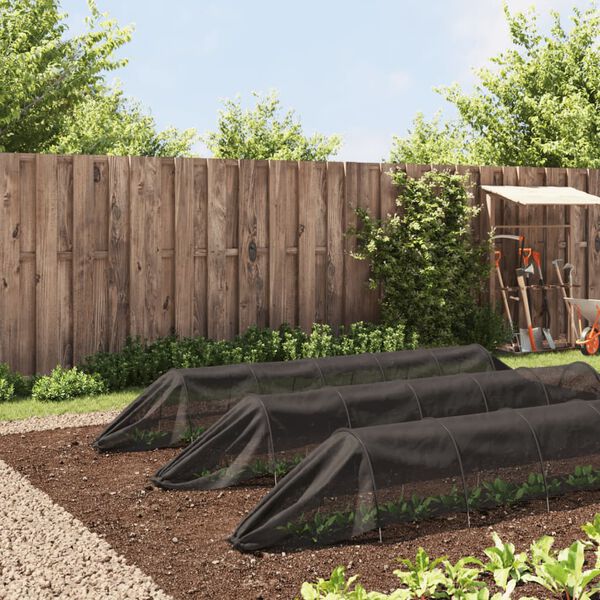 vidaXL Nettingtunneler 3 stk svart st&aring;l og polyetylen