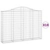 vidaXL Gabionkurver buede 18 stk 200x30x140/160 cm galvanisert jern
