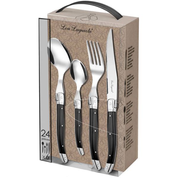 Lou Laguiole Bestikksett 24 deler Tradition antrasitt