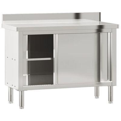 vidaXL Kjøkkenbord med skyvedører i rustfritt stål