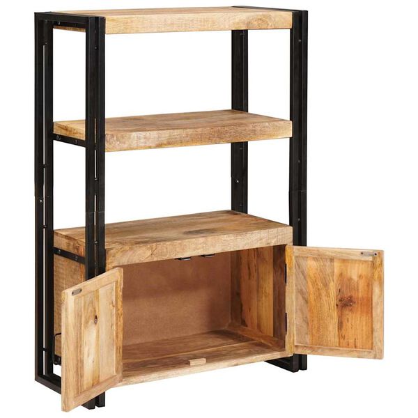 vidaXL Bokhylle med Dører Brun Solid Grov Mango Tre og Metall