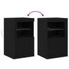 vidaXL LED sideboard 2 pcs Svart Eik 41 x 37 x 67 cm Konstruert tre
