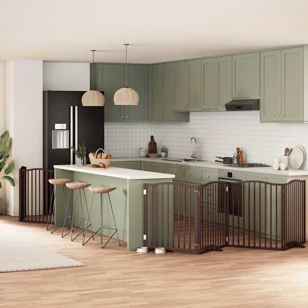 vidaXL Hundeport sammenleggbar 6 paneler brun 480 cm poppeltre