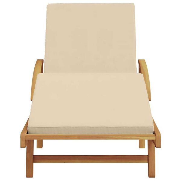 vidaXL Solstol med pute Beige 200 x 67 x 84cm Massivt akasietre