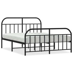vidaXL Sengeramme i metall med hode- og fotgavl svart 150x200 cm