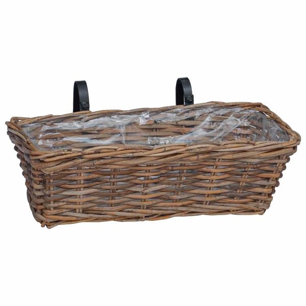 vidaXL Hengende Plantekurv 2 pcs Brun 48 x 22 x 15 cm Lacak Rattan