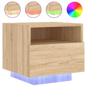 vidaXL Nattbord med LED sonoma eik 40x39x37 cm