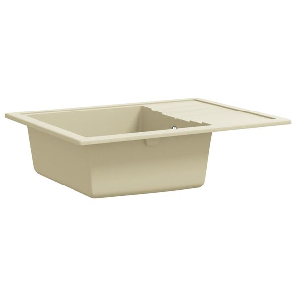 vidaXL Vask med overløpshull oval beige granitt