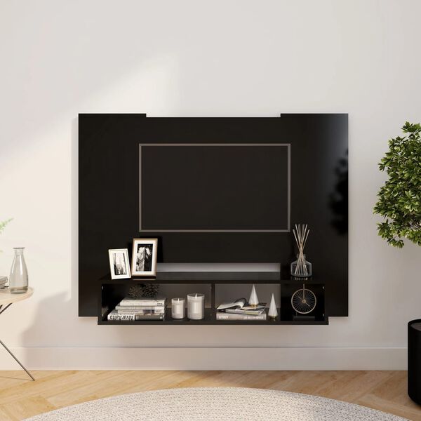 vidaXL Veggmontert TV-benk svart 120x23,5x90 cm konstruert tre