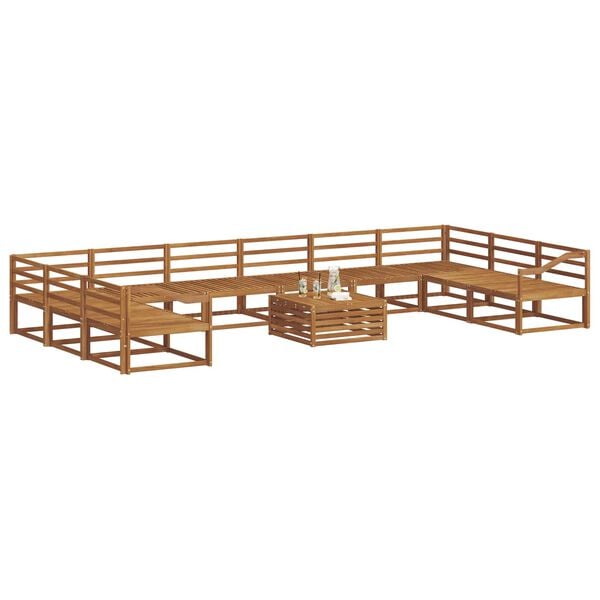 vidaXL Utend&oslash;rs sofa-sett 11 pcs Naturlig Solid akasietre