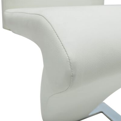 vidaXL Spisestoler 2 stk hvit kunstig skinn