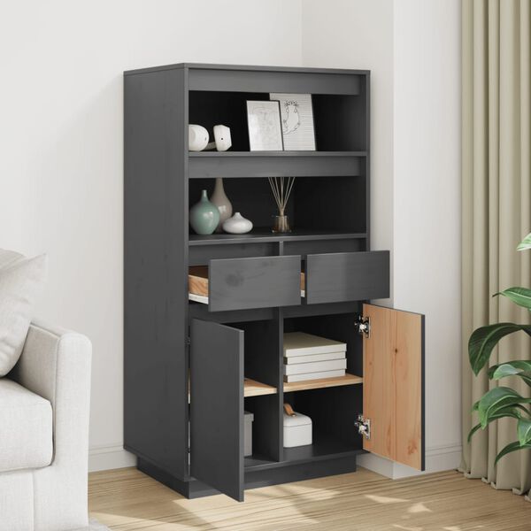 vidaXL Highboard gr&aring; 60x40x116,5 cm heltre furu
