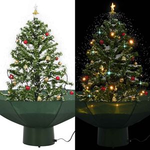 vidaXL Kunstig juletre med sn&oslash; og paraplybase gr&oslash;nn 75 cm