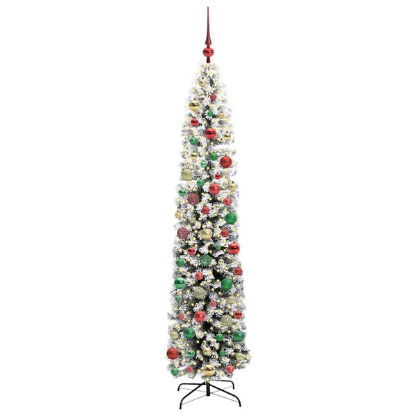 vidaXL Kunstig juletre med 300 LED grønn 210 cm PVC og stål og plast