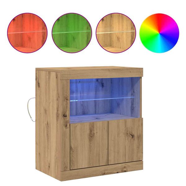 vidaXL LED sideboard Brun 60,5 x 37 x 67 cm Konstruert tre