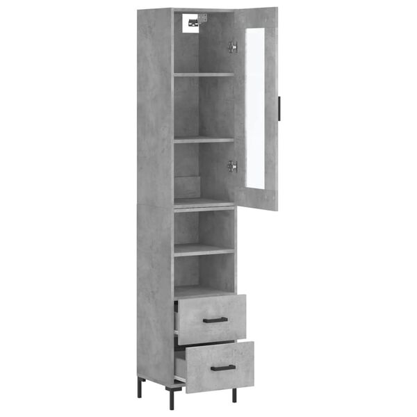 vidaXL Highboard betonggr&aring; 34,5x34x180 cm konstruert tre
