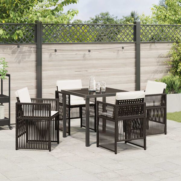 vidaXL Hage Spisegruppe 5 pcs Brun Poly rattan